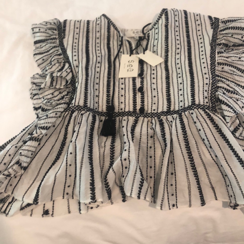 Sea ivory Louisa embroidered top